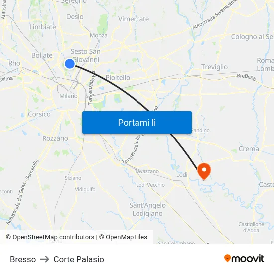 Bresso to Corte Palasio map