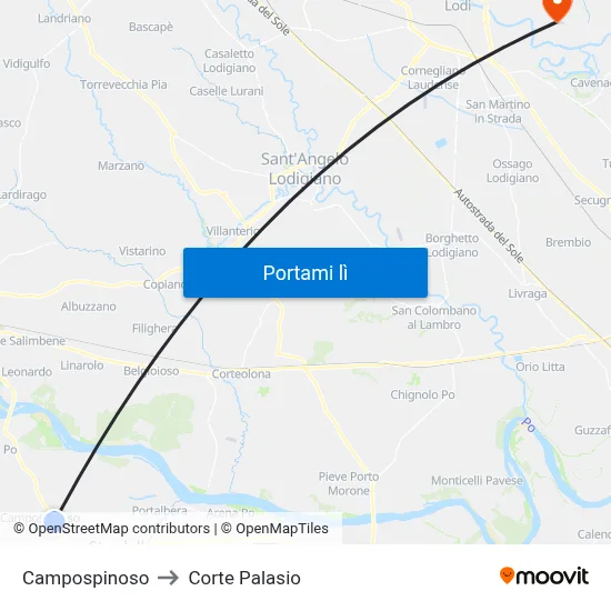 Campospinoso to Corte Palasio map