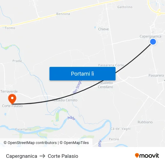 Capergnanica to Corte Palasio map