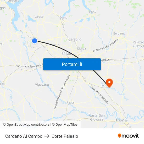 Cardano Al Campo to Corte Palasio map