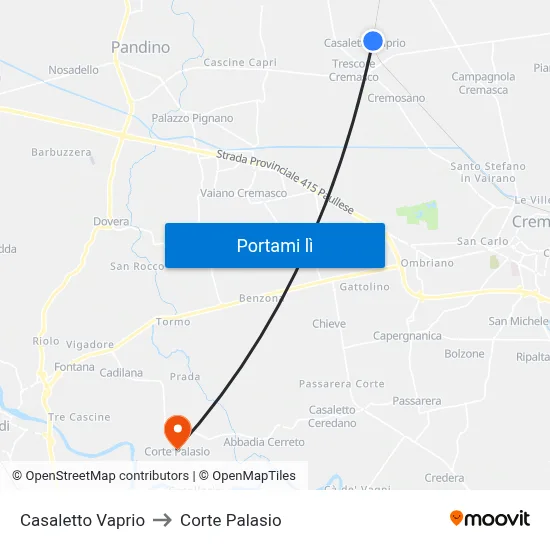 Casaletto Vaprio to Corte Palasio map