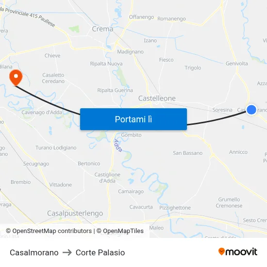 Casalmorano to Corte Palasio map
