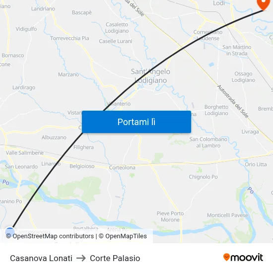 Casanova Lonati to Corte Palasio map