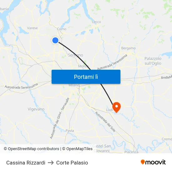 Cassina Rizzardi to Corte Palasio map