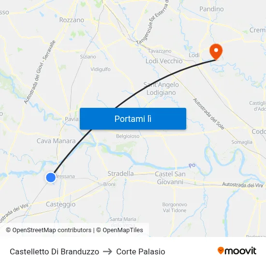 Castelletto Di Branduzzo to Corte Palasio map