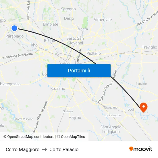 Cerro Maggiore to Corte Palasio map