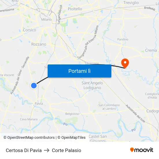 Certosa Di Pavia to Corte Palasio map