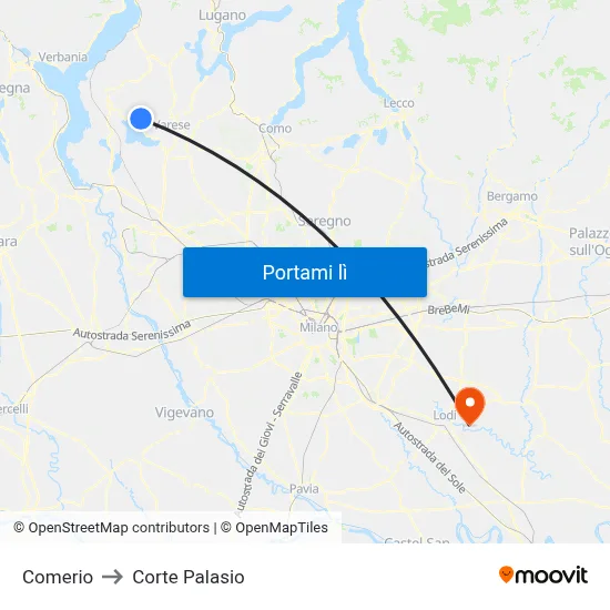 Comerio to Corte Palasio map