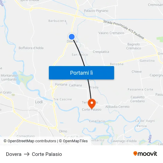 Dovera to Corte Palasio map