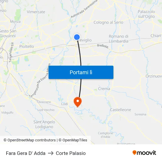 Fara Gera D' Adda to Corte Palasio map