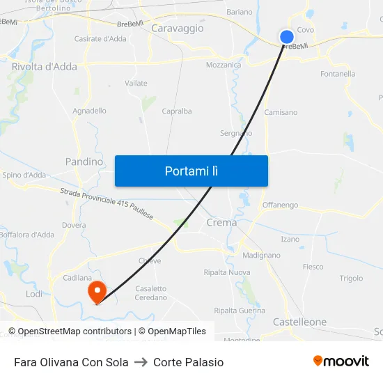 Fara Olivana Con Sola to Corte Palasio map