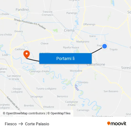 Fiesco to Corte Palasio map