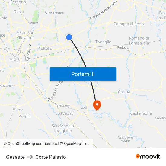Gessate to Corte Palasio map
