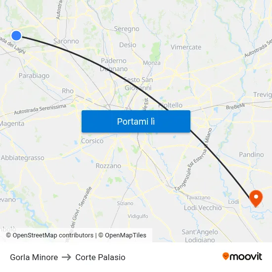 Gorla Minore to Corte Palasio map