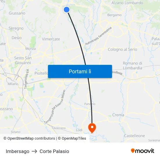 Imbersago to Corte Palasio map