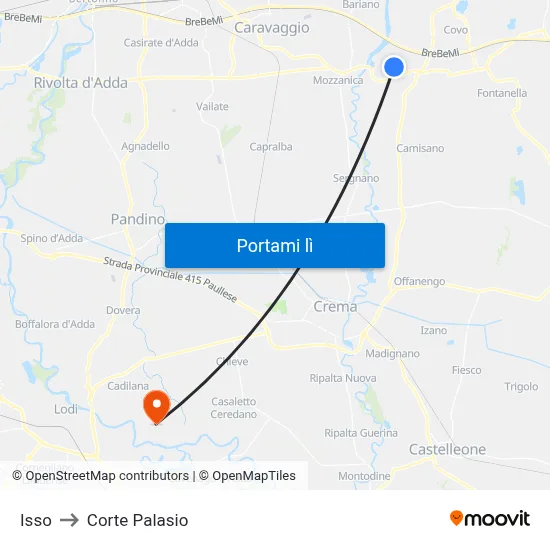 Isso to Corte Palasio map