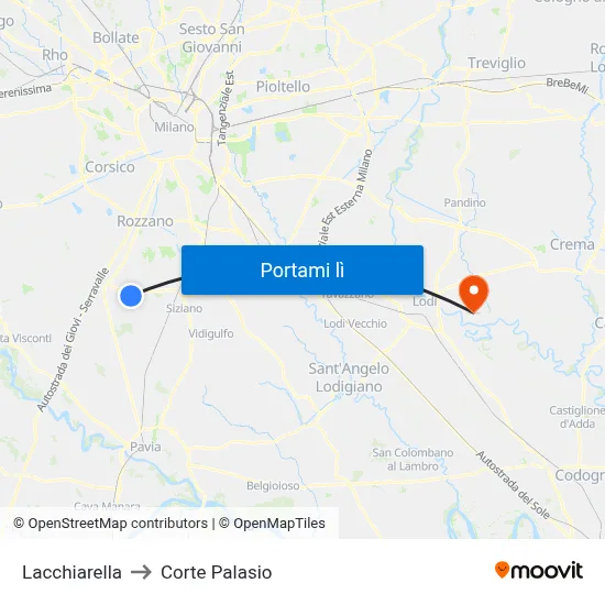 Lacchiarella to Corte Palasio map