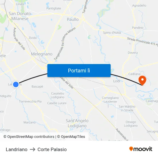 Landriano to Corte Palasio map