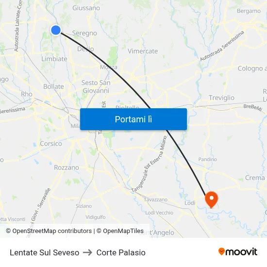 Lentate Sul Seveso to Corte Palasio map