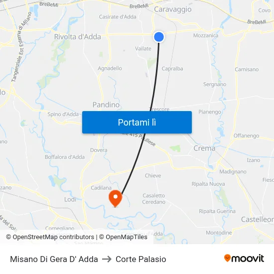 Misano Di Gera D' Adda to Corte Palasio map