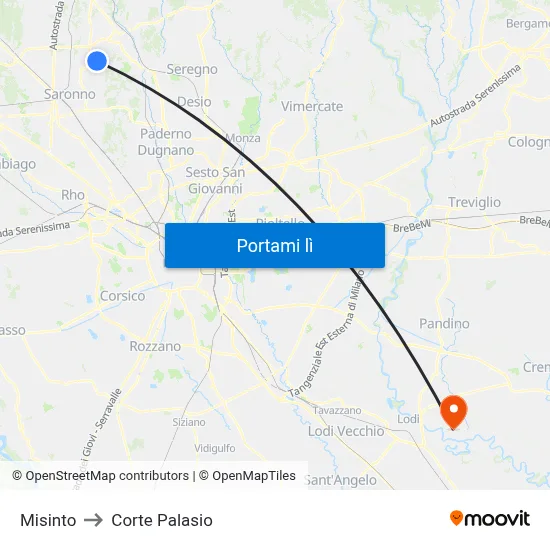 Misinto to Corte Palasio map