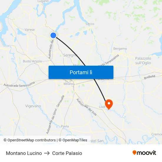 Montano Lucino to Corte Palasio map