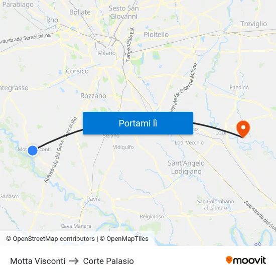 Motta Visconti to Corte Palasio map