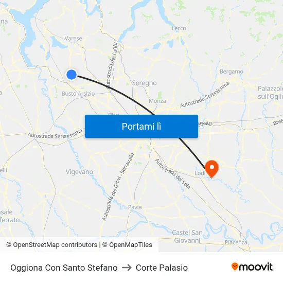 Oggiona Con Santo Stefano to Corte Palasio map