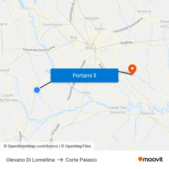 Olevano Di Lomellina to Corte Palasio map