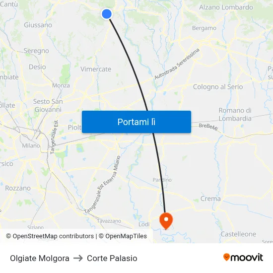 Olgiate Molgora to Corte Palasio map
