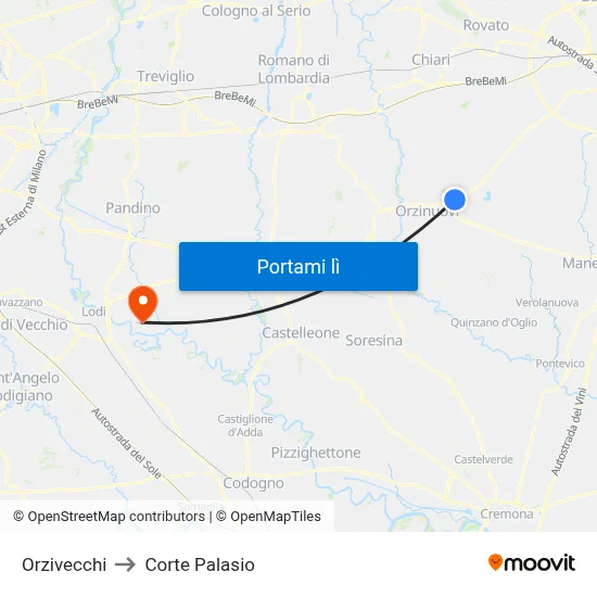 Orzivecchi to Corte Palasio map