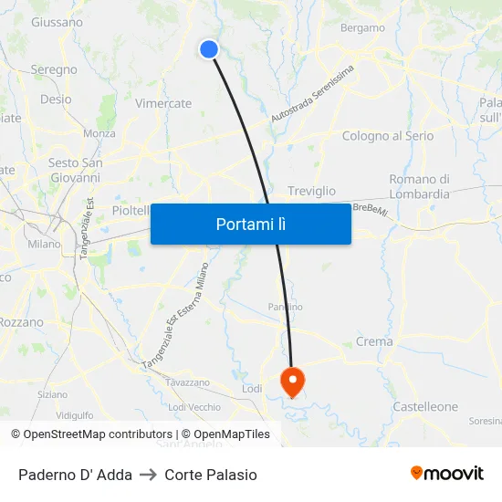 Paderno D' Adda to Corte Palasio map