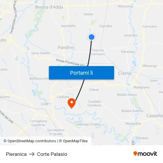 Pieranica to Corte Palasio map