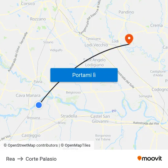Rea to Corte Palasio map