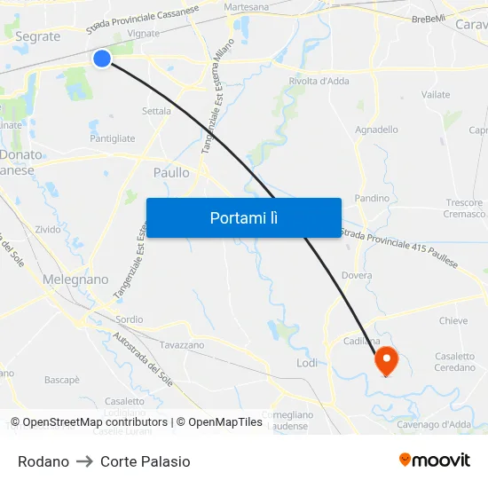 Rodano to Corte Palasio map