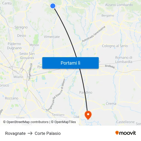 Rovagnate to Corte Palasio map