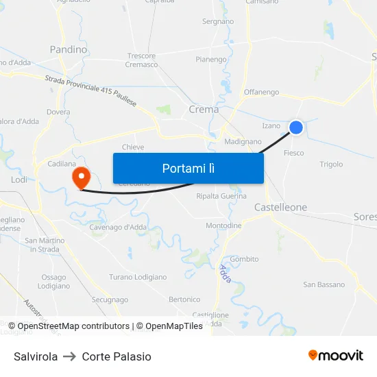 Salvirola to Corte Palasio map