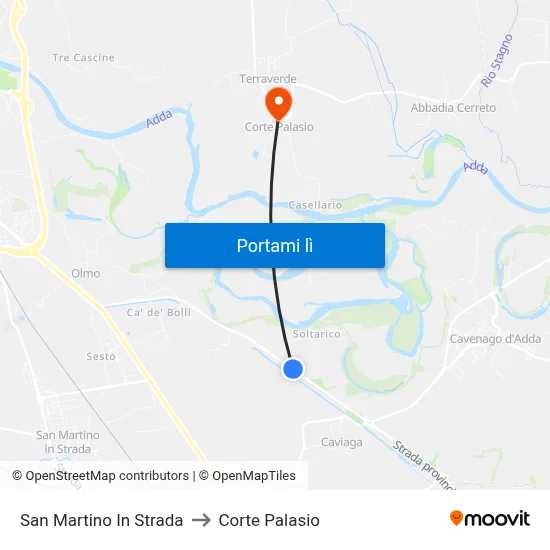 San Martino In Strada to Corte Palasio map