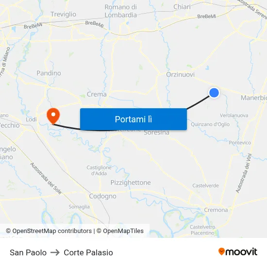 San Paolo to Corte Palasio map