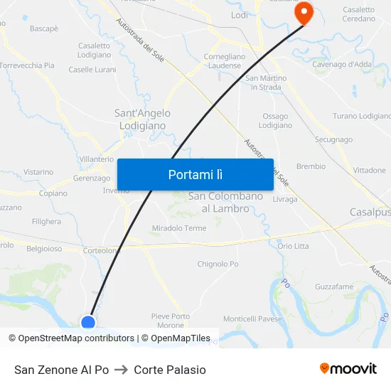 San Zenone Al Po to Corte Palasio map