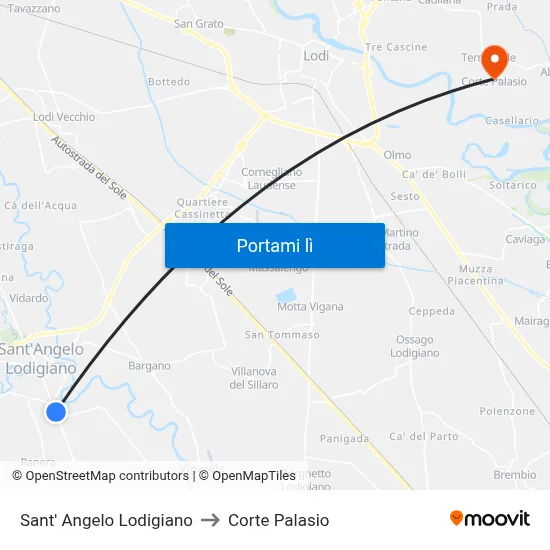 Sant' Angelo Lodigiano to Corte Palasio map