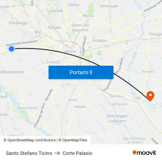 Santo Stefano Ticino to Corte Palasio map