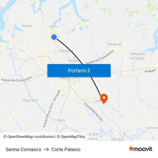 Senna Comasco to Corte Palasio map