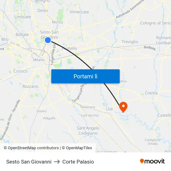 Sesto San Giovanni to Corte Palasio map