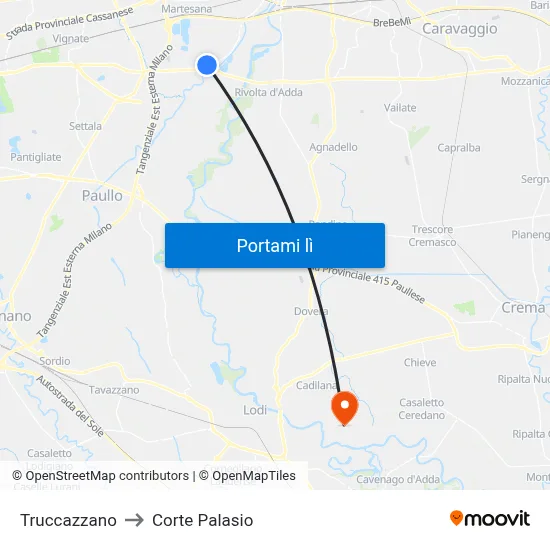 Truccazzano to Corte Palasio map