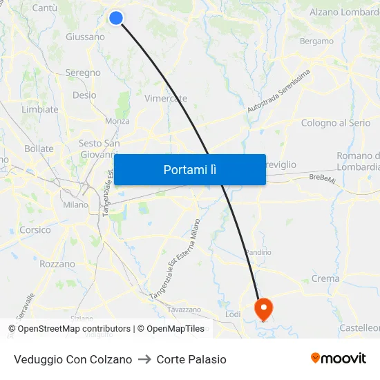 Veduggio Con Colzano to Corte Palasio map