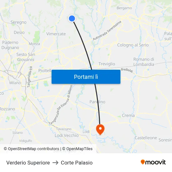 Verderio Superiore to Corte Palasio map