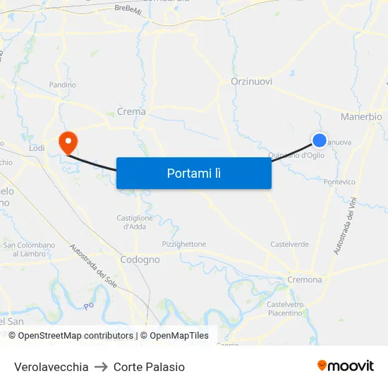 Verolavecchia to Corte Palasio map