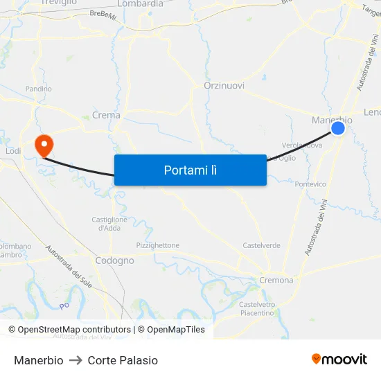 Manerbio to Corte Palasio map