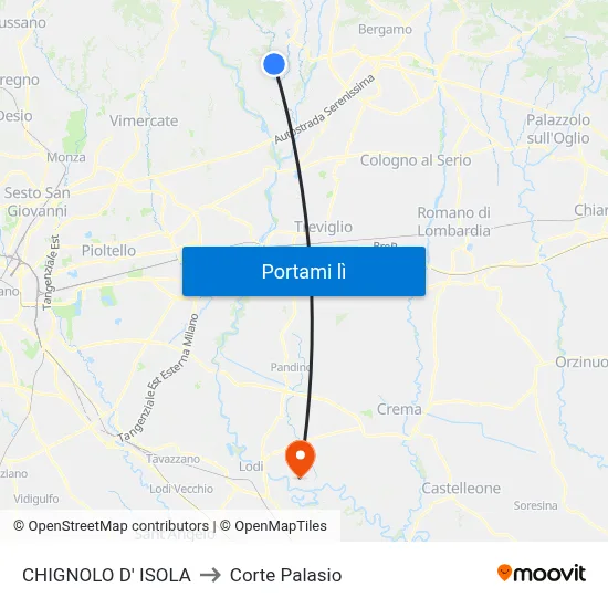 CHIGNOLO D' ISOLA to Corte Palasio map